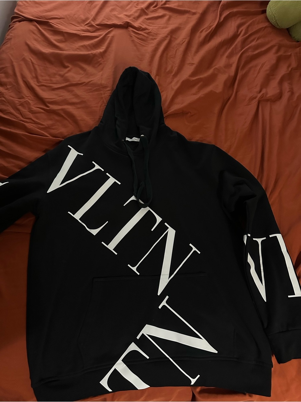 Valentino Black Hoodie with White Logo Print